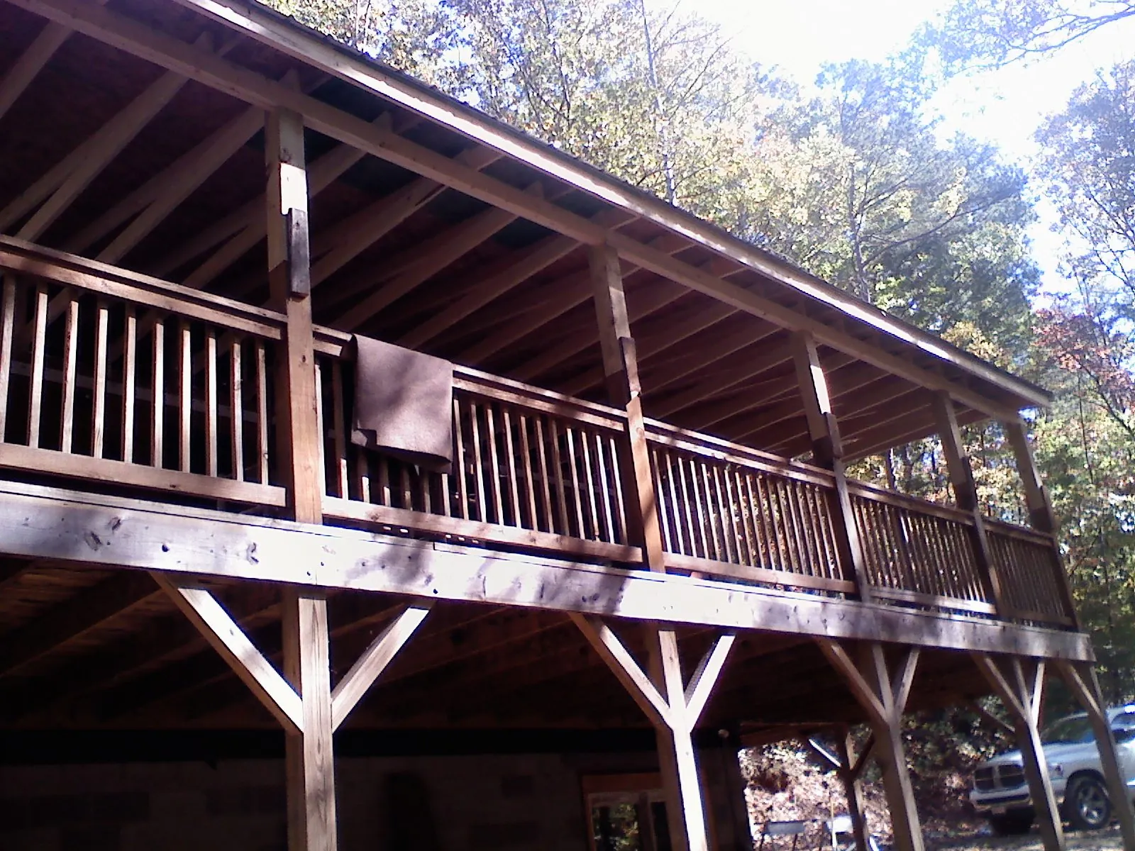 Timber framing under a new elevated porch and deck — Roof Leak Repair in Douglassville by Roofing Brothers